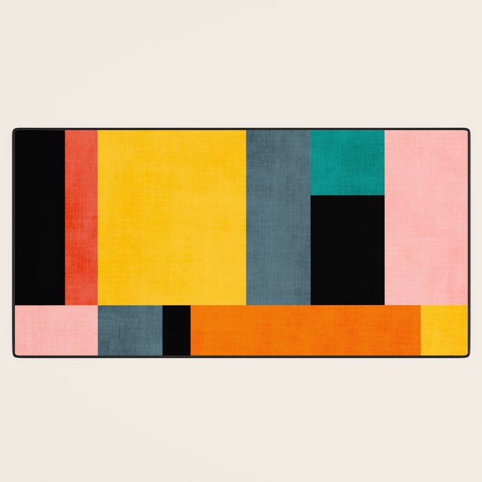 Modern Colorful Patchwork Vibrant MCM ART Desk Mat Gallery Image 3