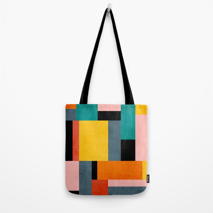 Modern Colorful Patchwork Vibrant MCM ART Tote Bag Gallery Image 2