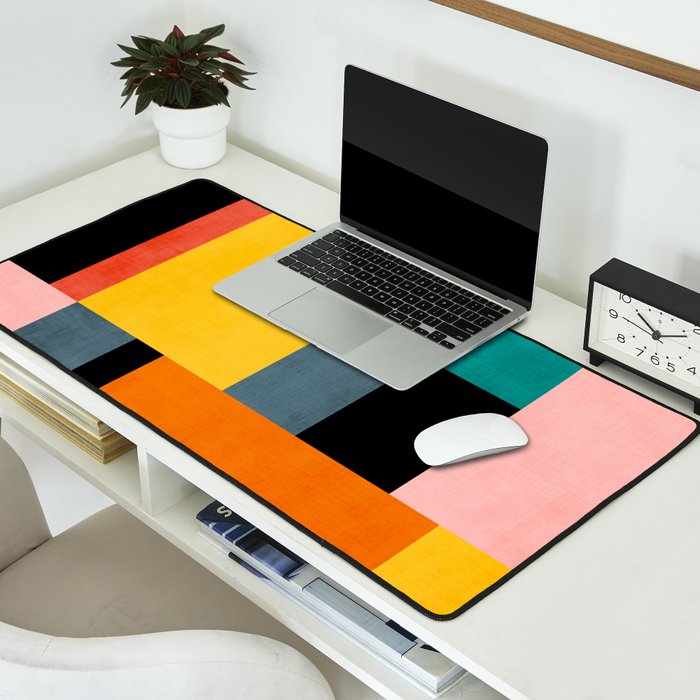 Modern Colorful Patchwork Vibrant MCM ART Desk Mat Gallery Image 2