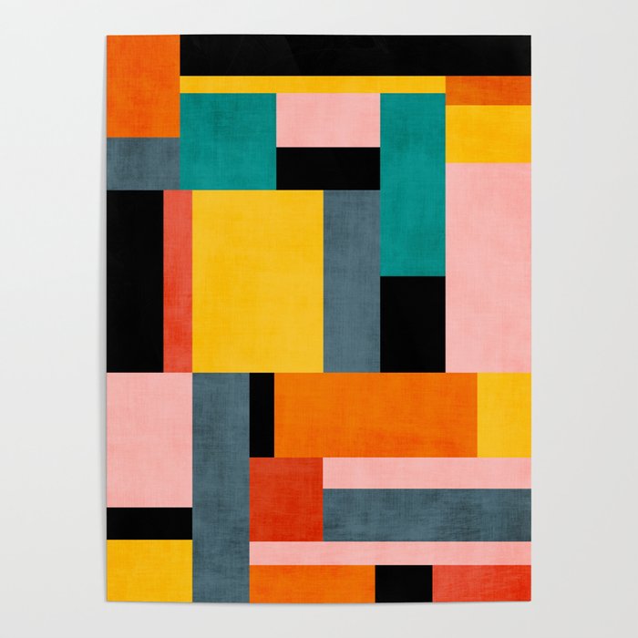 Modern Colorful Patchwork Vibrant MCM ART Poster Gallery Image 1