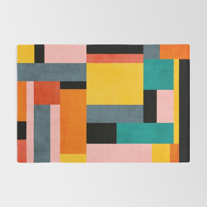 Modern Colorful Patchwork Vibrant MCM ART Rug Gallery Image 2