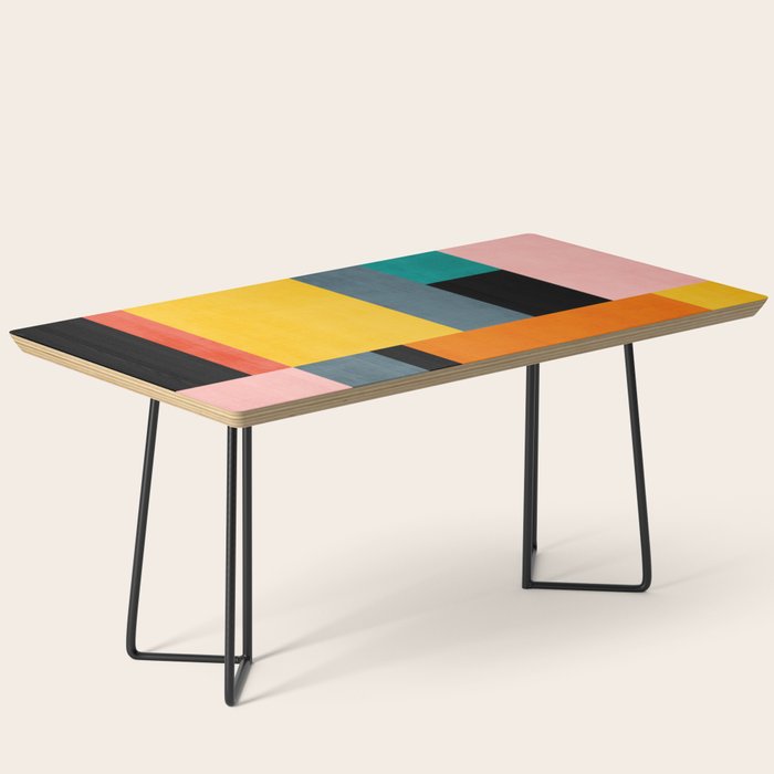 Modern Colorful Patchwork Vibrant MCM ART Coffee Table Gallery Image 1