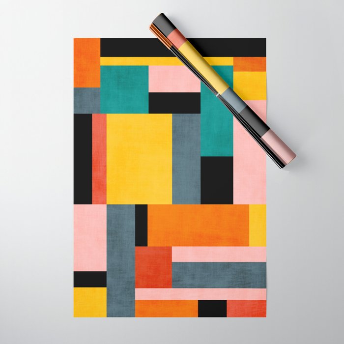 Modern Colorful Patchwork Vibrant MCM ART Wrapping Paper Gallery Image 1
