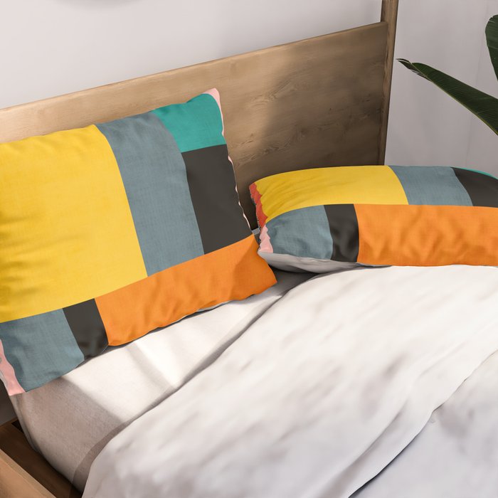 Modern Colorful Patchwork Vibrant MCM ART Pillow Sham Gallery Image 2