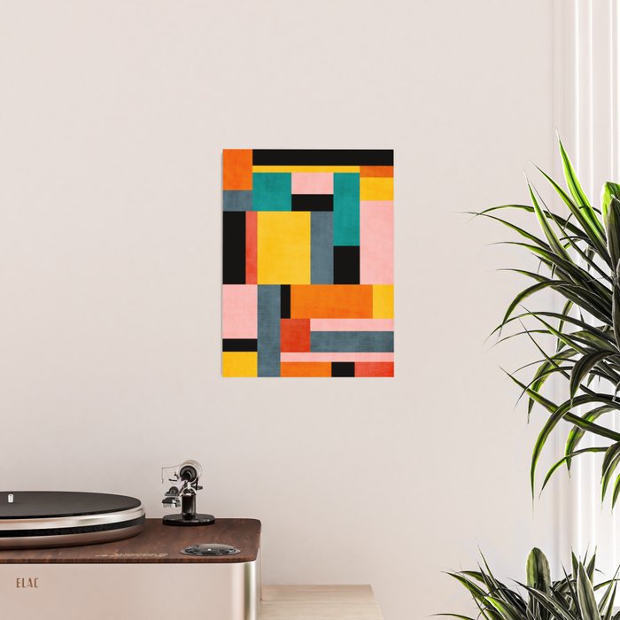 Modern Colorful Patchwork Vibrant MCM ART Poster Gallery Image 2