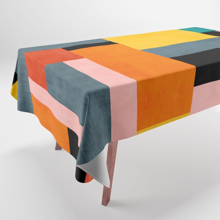 Modern Colorful Patchwork Vibrant MCM ART Tablecloth Gallery Image 1