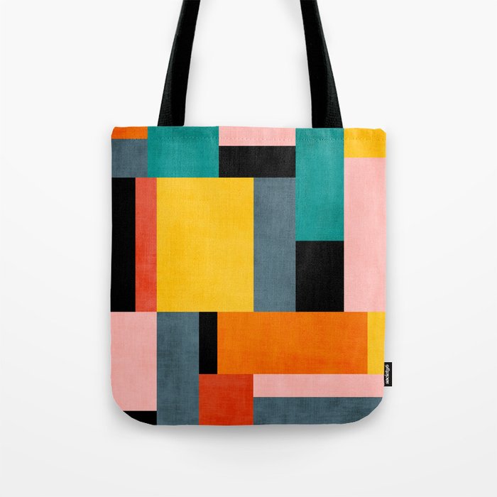 Modern Colorful Patchwork Vibrant MCM ART Tote Bag Gallery Image 1