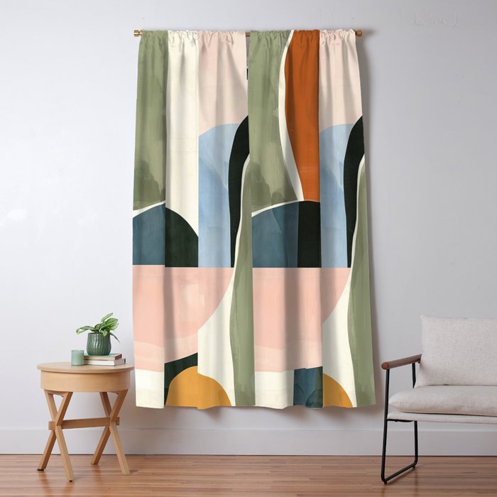 Soft Modern Abstract Shapes I Window Curtain Gallery Image 1