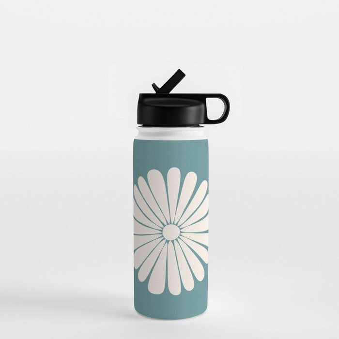 Retro Daisy Abstract XXII Teal Green Bold Floral Water Bottle Gallery Image 1