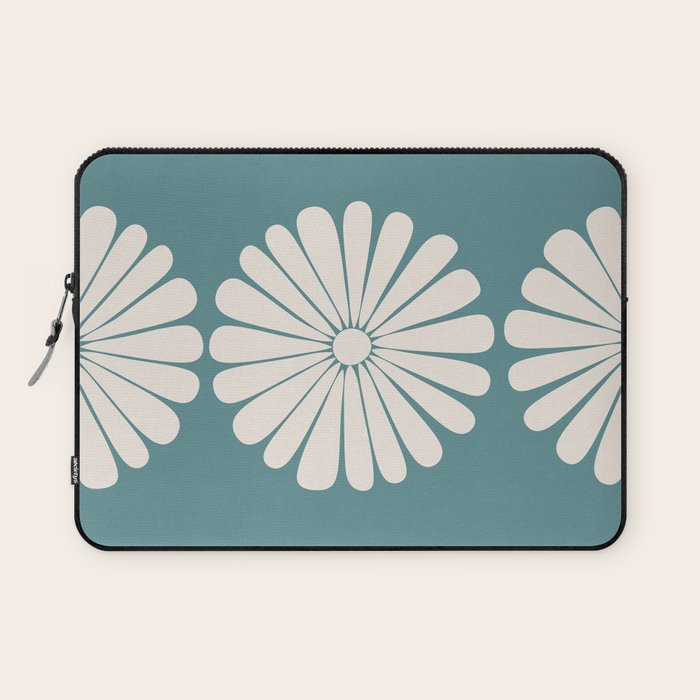 Retro Daisy Abstract XXII Teal Green Bold Floral Laptop Sleeve Gallery Image 1