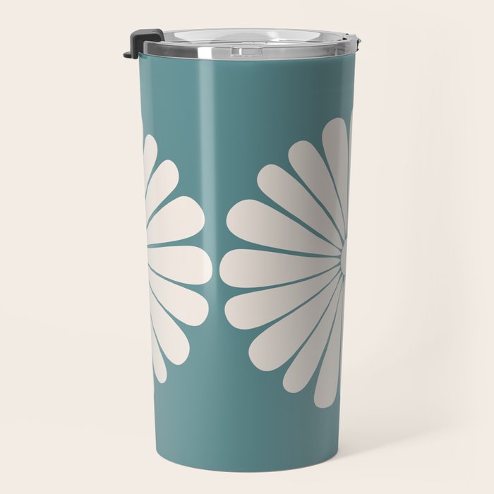 Retro Daisy Abstract XXII Teal Green Bold Floral Travel Mug Gallery Image 3