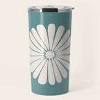Retro Daisy Abstract XXII Teal Green Bold Floral Travel Mug Gallery Image 1
