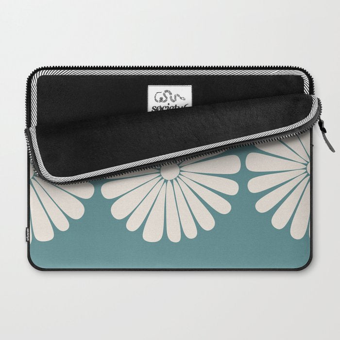 Retro Daisy Abstract XXII Teal Green Bold Floral Laptop Sleeve Gallery Image 2
