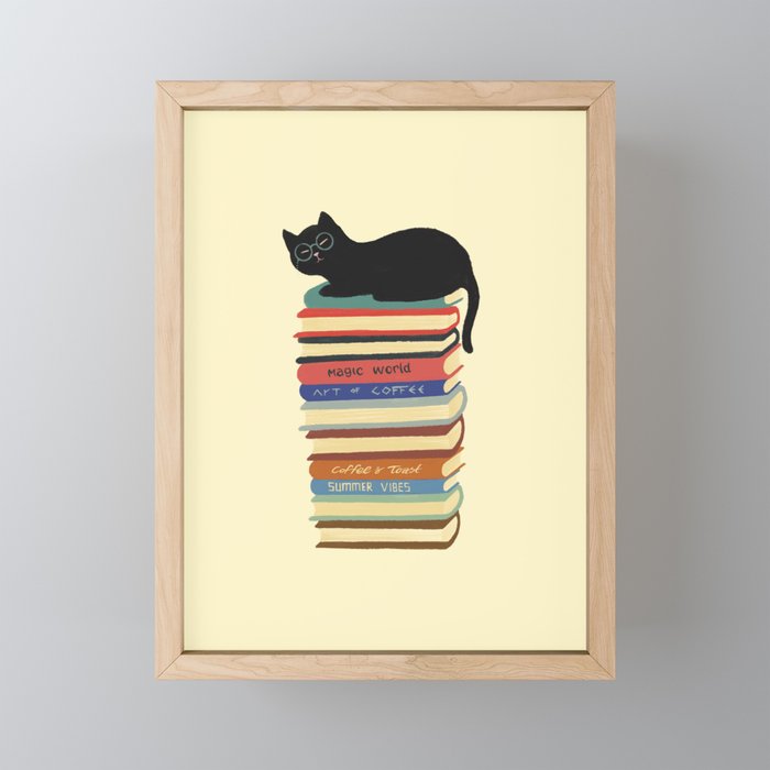 Hidden cat 31 reading books  Mini Art Print Gallery Image 1