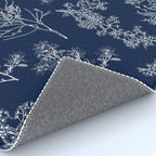 Botanical Cottage Floral Pattern in Nautical Navy Blue and White Rug Gallery Image 4