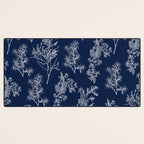 Botanical Cottage Floral Pattern in Nautical Navy Blue and White Desk Mat Gallery Image 3