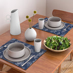 Botanical Cottage Floral Pattern in Nautical Navy Blue and White Placemat Gallery Image 2