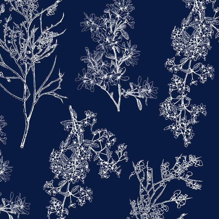 Botanical Cottage Floral Pattern in Nautical Navy Blue and White Coffee Mug Gallery Image 2