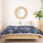 Botanical Cottage Floral Pattern in Nautical Navy Blue and White Duvet Cover Gallery Image 3