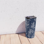 Botanical Cottage Floral Pattern in Nautical Navy Blue and White Travel Mug Gallery Image 4
