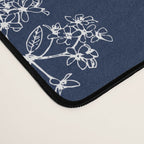Botanical Cottage Floral Pattern in Nautical Navy Blue and White Desk Mat Gallery Image 4