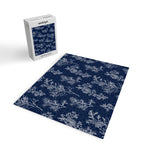 Botanical Cottage Floral Pattern in Nautical Navy Blue and White Jigsaw Puzzle Gallery Image 2