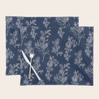 Botanical Cottage Floral Pattern in Nautical Navy Blue and White Placemat Gallery Image 1