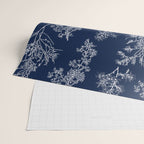 Botanical Cottage Floral Pattern in Nautical Navy Blue and White Wrapping Paper Gallery Image 2