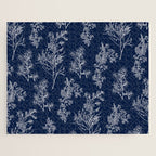 Botanical Cottage Floral Pattern in Nautical Navy Blue and White Jigsaw Puzzle Gallery Image 1