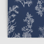 Botanical Cottage Floral Pattern in Nautical Navy Blue and White Poster Gallery Image 3