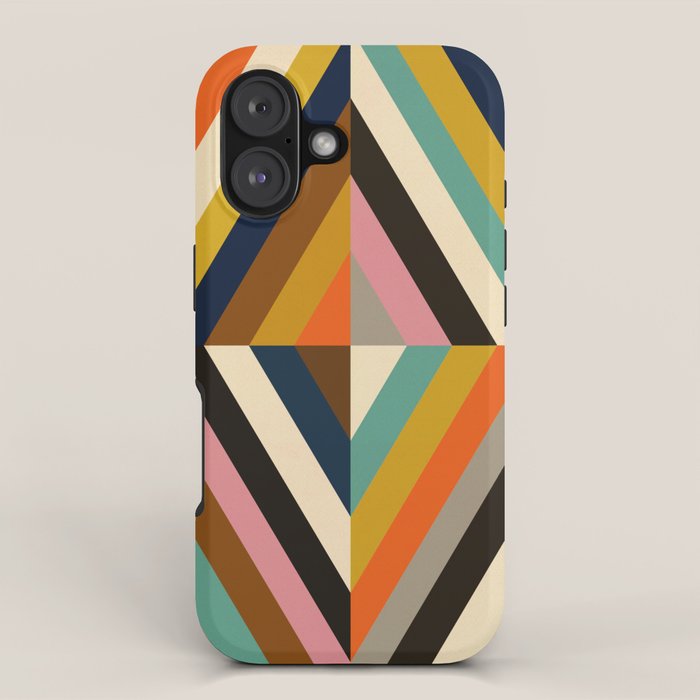 Mid Century Geometric Pattern Technicolor Diamond  iPhone Case Gallery Image 1