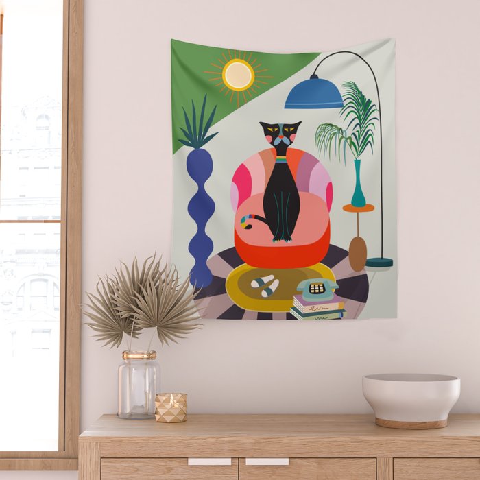 MCM Black Cat Wall Tapestry Gallery Image 2