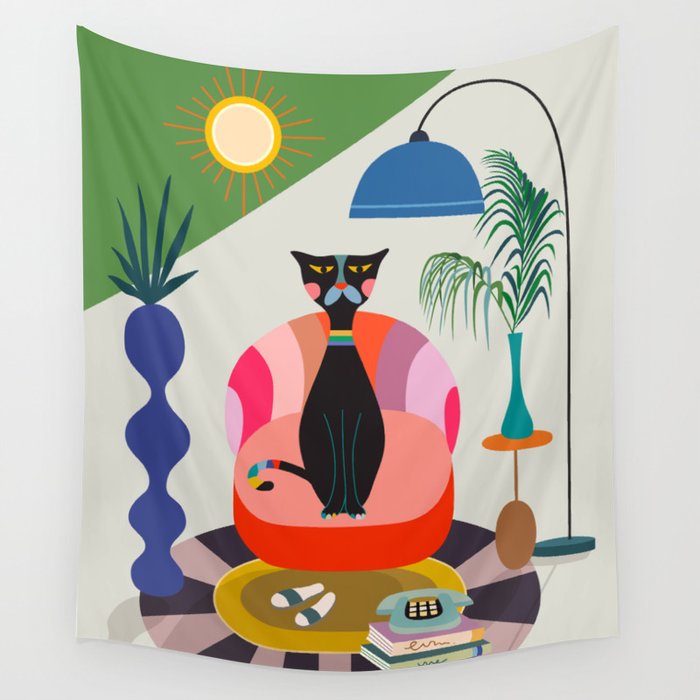 MCM Black Cat Wall Tapestry Gallery Image 4