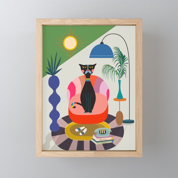 MCM Black Cat Mini Art Print Gallery Image 1