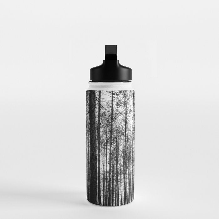 trees in forest landscape - black and white nature photography Water Bottle Gallery Image 3