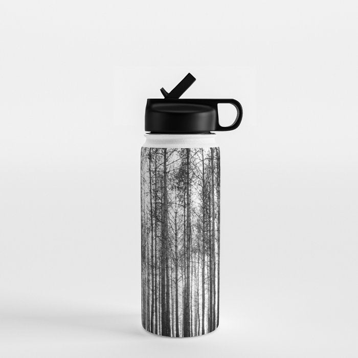 trees in forest landscape - black and white nature photography Water Bottle Gallery Image 1