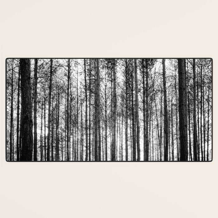 trees in forest landscape - black and white nature photography Desk Mat Gallery Image 3