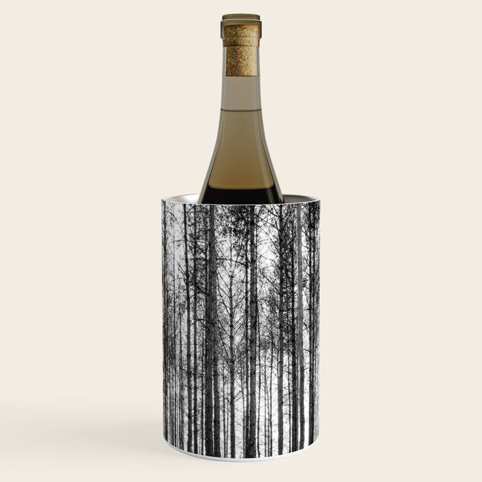 trees in forest landscape - black and white nature photography Wine Chiller Gallery Image 1