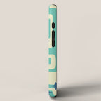 Retro Mid Century Modern Abstract Pattern 576 Turquoise Blue iPhone Case Gallery Image 2