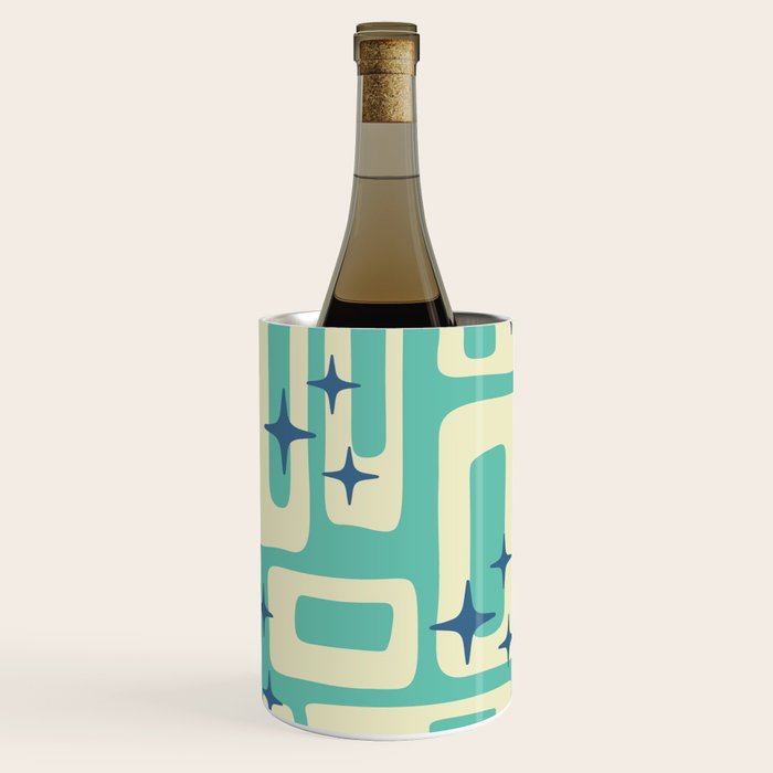 Retro Mid Century Modern Abstract Pattern 576 Turquoise Blue Wine Chiller Gallery Image 3