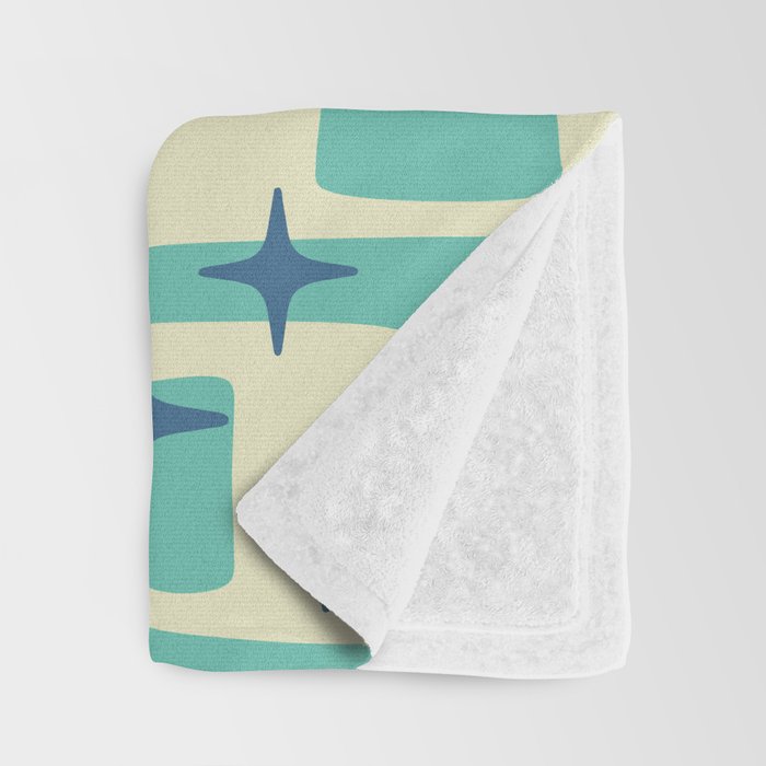 Retro Mid Century Modern Abstract Pattern 576 Turquoise Blue Throw Blanket Gallery Image 3