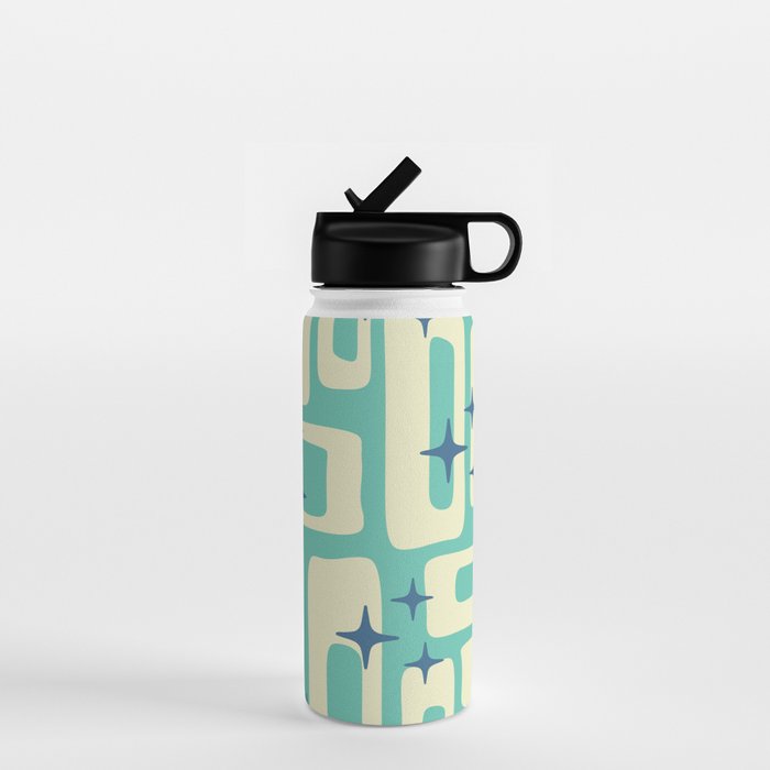 Retro Mid Century Modern Abstract Pattern 576 Turquoise Blue Water Bottle Gallery Image 1