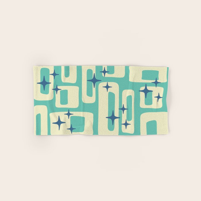 Retro Mid Century Modern Abstract Pattern 576 Turquoise Blue Towels Gallery Image 1