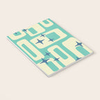 Retro Mid Century Modern Abstract Pattern 576 Turquoise Blue Notebook Gallery Image 3