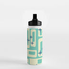 Retro Mid Century Modern Abstract Pattern 576 Turquoise Blue Water Bottle Gallery Image 2
