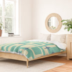 Retro Mid Century Modern Abstract Pattern 576 Turquoise Blue Duvet Cover Gallery Image 2