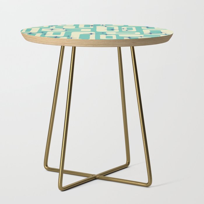 Retro Mid Century Modern Abstract Pattern 576 Turquoise Blue Side Table Gallery Image 1