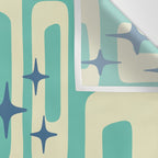 Retro Mid Century Modern Abstract Pattern 576 Turquoise Blue Wall Tapestry Gallery Image 3