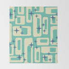 Retro Mid Century Modern Abstract Pattern 576 Turquoise Blue Throw Blanket Gallery Image 2
