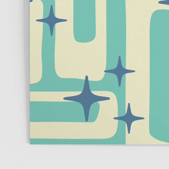 Retro Mid Century Modern Abstract Pattern 576 Turquoise Blue Poster Gallery Image 3